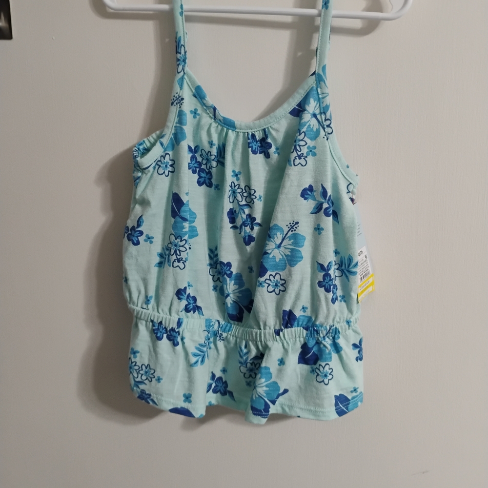 Cat & Jack Light Blue Floral Peplum Cami Top